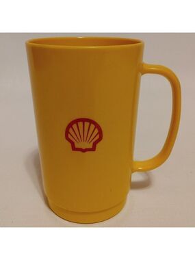 BRIGHT Vintage Shell Gas Station Mug Made in CANADA Plastic